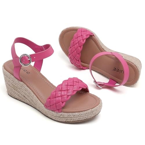 Ruiee Wide Width Wedges Sandals for Women, Summer Platform Espadrille Wedge Heels Wide Feet Braided Ankle Strap Womens Dressy Sandal.250903 Pink Size12 - Thumbnail 3