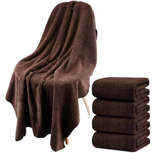 SEISSO 4 Pack Extra Large Bath Towels 63"x35", Bath Sheets for Sensitive Skin 70% Polyester 30% Viscose Fiber from Bamboo, Super Soft, Highly Absorbent & Quick Dry, Oversized Shower Towels - Image 1