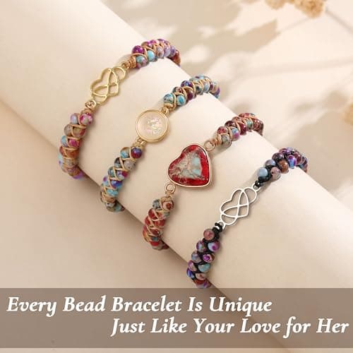 Sistble Girlfriend Bracelets Gifts, Birthday Gifts for Girlfriend Bracelet Infinity Heart Bracelet Jasper Beaded Bracelets for Women Love You Gift Christmas Stocking Stuffers Jewelry - Thumbnail 5
