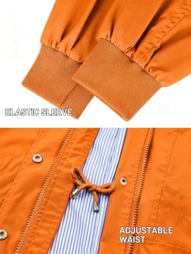 PITINAN Rain Jacket Women Waterproof Long Lightweight Raincoat Hooded Windbreaker Outdoor Trench Coat Spring Fall Rain Coats for Women Outdoor Jackets Orange L - Thumbnail 5