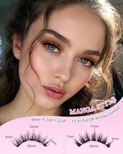 Magnetic Eyelashes Lashes Magnet Natural - Manga Look 2 Pair 5 Magnets Kit with Applicator and Mirror Quick Wear No Glue for Sensitive Eyes by EMEDA(Natural Look) - Thumbnail 3