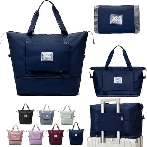 Large Capacity Foldable Travel Bag, Sports Shoulder Bag, Duffel Bag, Wet and Dry Separation, Waterproof Oxford Fabric (Blue, Large) - Image 1