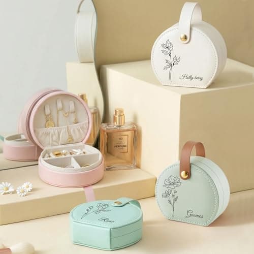 NYLGOXITK Personalized jewelry box with customized name and birth flower shape Designed specifically for women/girls/bridesmaids, suitable as a gift. - Thumbnail 5