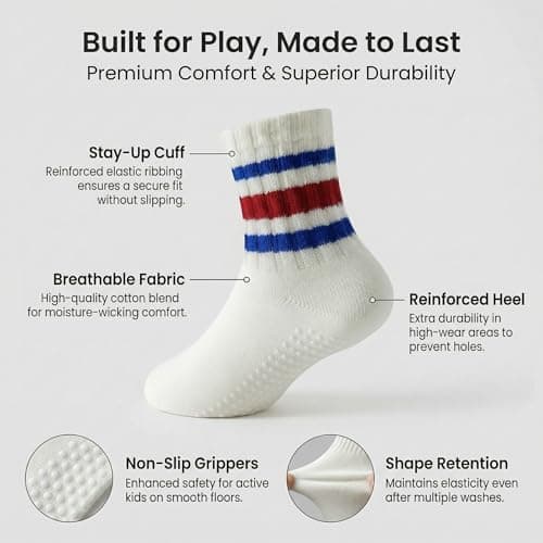 BISOUSOX Baby Boy Socks 0-6-12 Months, Toddler Socks 3T-4T-5T Grippy Non Slip Sock with Grips for Babies Newborn Infant - Thumbnail 4