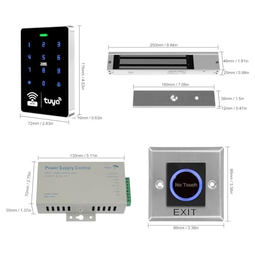 XYBkey WiFi TUYA Security Access System Kit with Waterproof RFID Touch Keypad Door Lock, Smart Remote Door Opener, App, 600-pound Electric Magnetic Lock, Metal Sensor Switch, Doorbell, Keychain/Card - Thumbnail 6