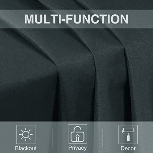 Home Queen Blackout Rod Pocket Tier Curtains for Small Window, Short Room Darkening Basement Curtains, Cafe Drapes, 2 Panels, 26 W x 24 L Inch Each, Black - Thumbnail 5