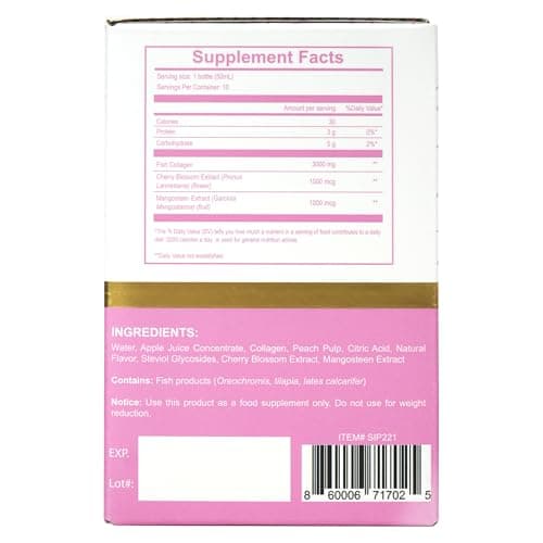 Sipnutri Sakura Collagen Drink - 3000mg Marine Peptides Liquid Shot for Women and Men, Hydrolyzed with Cherry Blossom & Mangosteen Extract, Supports Skin Hydration, Hair & Nail Health –1.69 fl oz x30 - Thumbnail 2