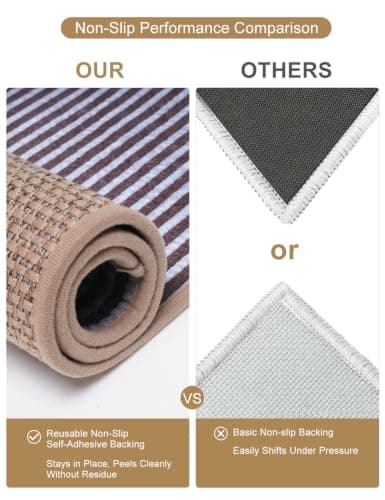 Indoor Door Mat 20"x32" - No Creases Entryway Mat, Low-Profile Dirt Trapper Front Door Mat for Inside Entrance, Non Slip Rubber Backing Inside Doormat for Entryway, Easy Clean Washable (Khaki) - Thumbnail 2