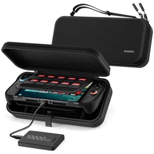 COOWPS Carrying Case with 10,000mAh, 22.5W Power Bank for Nintendo Switch 2, Fit P2/SUPCASE/Killswitch Case, Portable Full Protection Travel Bag with Game Card Slots, Holds Charge Adapter Accessories - Image 1