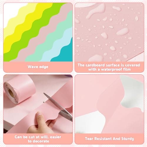 12 Rolls 480 Feet Scalloped Bulletin Board Borders Bulletin Board Trim for Classroom Decoration, 12 Assorted Colors - Thumbnail 4