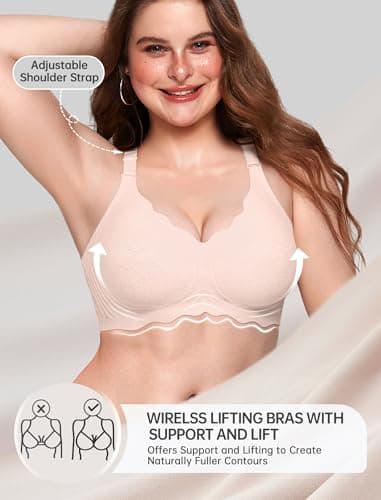 OEAK Women Value Series Jelly Bras Wireless Pushup Convertible S Jacq Pink - Thumbnail 4