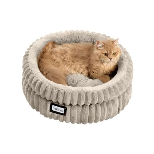 BALANCE Cat Bed Kitten Bed, Washable Round Cat Beds for Indoor Cats,Super Soft Plush Faux Fur Pet Bed for Puppy and Kitten with Anti-Slip Bottom - Image 1