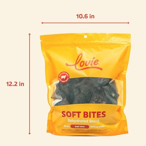 Lovie Beef Lung Dog Treats - Dehydrated Air Dried Soft Bites, Single Ingredient, Protein Rich, 16 oz - Thumbnail 6