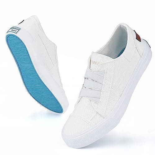 JENN ARDOR Women's Stylish Slip On Sneakers No Laces Elastic Low Top Canvas Sneakers Trendy Flats Comfortable Casual Walking Shoes - Thumbnail 4