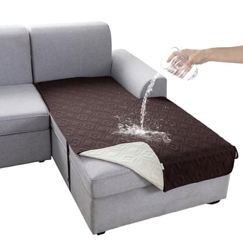 Genina 100% Waterproof Sectional Couch Covers for L Shaped Chaise Lounge Right, Anti-Slip Sectional Cover Furniture Protector Couch Cover for Dogs Pets, 1 Piece (Chocolate, Right Chaise Cover) - Image 1