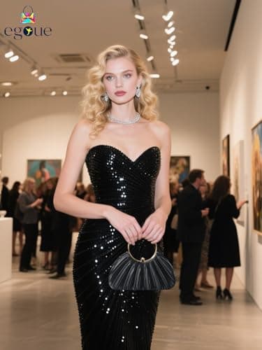 Black Clutch Purses for Women - Elegant Sparkling evening bags for Wedding Galas, Prom Nights, Cocktail Parties&Formal Events - Thumbnail 2