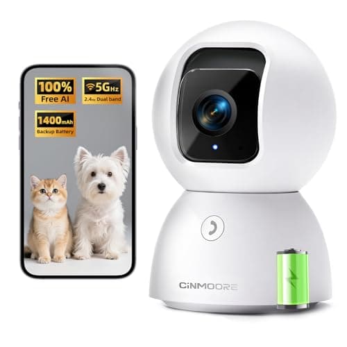 3K 5G Wi-Fi Security Camera Indoor, Backup Battery for Power Outage Protection, Free AI Tracking Facial ID, 5MP Pet/Dog Camera w/ Speaker & Phone App, PTZ Baby Monitor, 0-Glow Night Vision, 2-Way Talk - Image 1