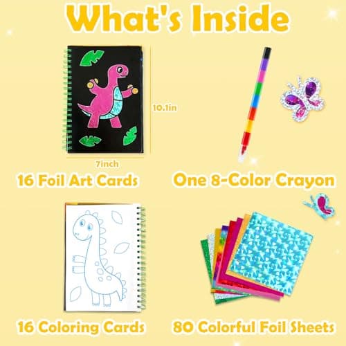 FUNNYB&G Foil Art Crafts for Kids Ages 4-8: Mother's Day 2026, Birthday Gift for Kids, Art and Crafts Supplies, Party Favors, Creative Toys for Kids 4 5 6 7 8 9 Years Old(Dinosaur Ainmal) - Thumbnail 3
