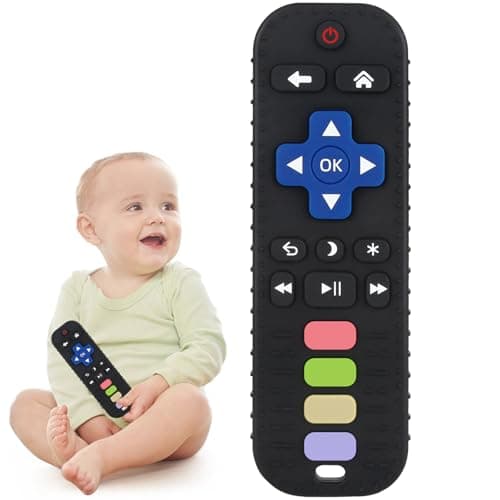 Chuya Baby Teether Toy Chew Toys for Babies 3-24 Months TV Remote Control Shape Teething Relief for Infants (Black) - Image 1
