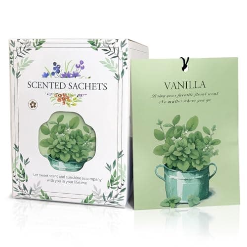 HOMELLAX Vanilla Scented Sachet Bags - 12 Pack Drawer & Closet Freshener, Long Lasting Odor Eliminator for Wardrobes, Cars & Storage, Home Fragrance Air Freshener Sachets - Image 1