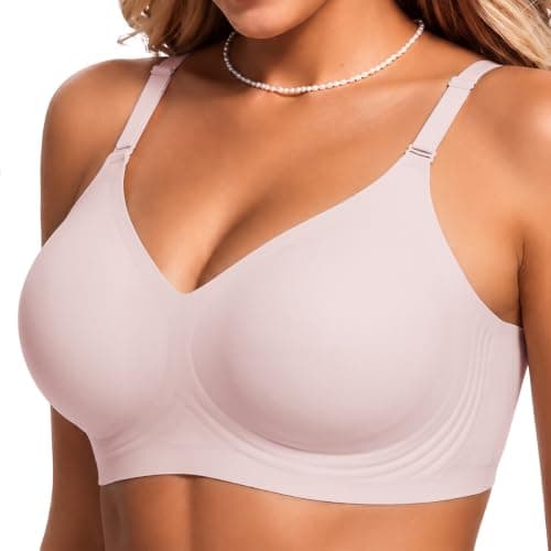 COCOMARTS Jelly Bras for Women No Underwire Push Up Seamless Supportive Plunge Bra Full Coverage Comfortable Bralettes Pink 4X-Large