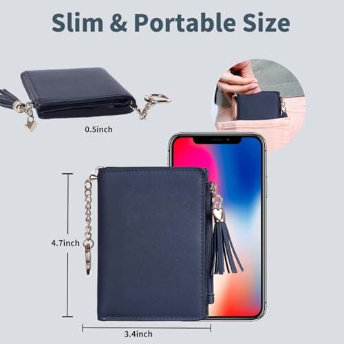 Gostwo Small Wallets for Women, Stylish Womens Wallet with ID Window, Zippered Coin Pocket and Tassel. Cute RFID Wallet for Women, ideal for Teen Girls, Commuters, and Women for Daily Use - Thumbnail 4
