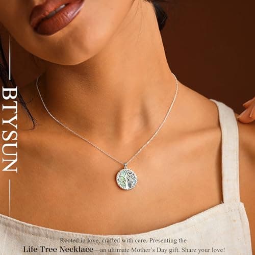Btysun Mom Gifts, Gifts for Mom Tree of Life Necklace for Women Mama Necklace with Family Tree Pendant Anniversary Christmas Jewelry Stocking Stuffers for Moms - Thumbnail 6