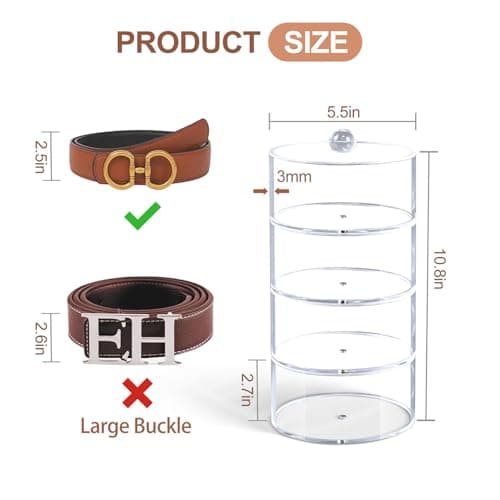 Oubou Belt Organizer, 4-Tier Acrylic Belt Storage & Holder for Closet, Clear Acrylic Display Case with Dust Cover for Belts (4-Tier) - Thumbnail 4
