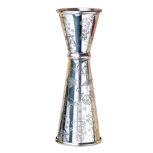 Jigger for Bartending, Cocktail Jigger 2 oz 1 oz with Measurements Inside, 304 Stainless Steel Jigger, bar Accessories, Cocktail Measuring Cup, Silver, Etched - Image 1