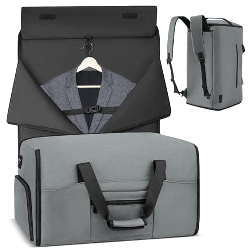 Garment Duffle Bags for Travel,Convertible Garment Bag with Shoes Compartment,Suit Carry-on Bag Expandable with Shoulder Strap for Men and Women Business Trip,Weekend,Wedding(Grey) - Image 1