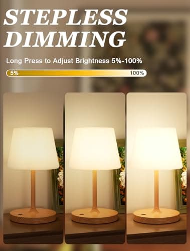 Kakanuo Cordless Shower Lamp Waterproof, Cordless Lamp with 4000mAh Battery, Rechargeable Table Lamp, Touch Dimmable Desk Light for Outdoor, Kitchen, Bathroom, Camping, Patio, IP54 - Thumbnail 2