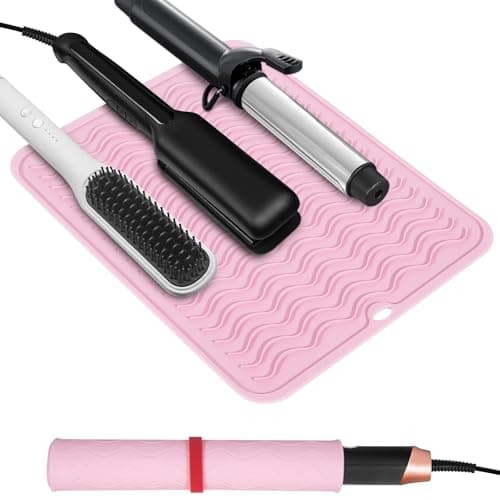 Quccefods Heat Resistant Mat Oversize Curling Iron Mat Silicone Hot Hair Tools Mat for Hair Straightener,Flat Irons,Hair Styling Tools Countertop protection Portable Travel Mat 14.2" x 11" - Image 1