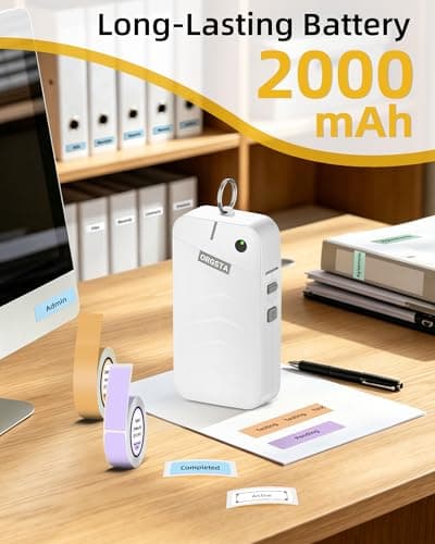 ORGSTA Label Maker Machine with Tape Bluetooth Portable Thermal Labelling Printer for School Home Office Organization, Wireless Mini Labeler S001 Label Machine with Label Sticker Maker, White - Thumbnail 4
