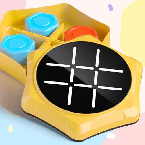 VDPDO Electronic Tic Tac Toe Game, 5-in-1 Electric Tic Tac Toe with Mute & Rechargeable - Handheld Travel Board Game for Kids Ages 4+, Adults, Family - Educational Learning Toy for Boys Girls, Yellow - Thumbnail 4