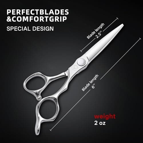 6 Inch Professional Hair Cutting Scissors – 440C Stainless Steel Barber Shears, Handcrafted Convex Edge Hair Scissors with Ergonomic Handle for Stylists, Barbers & Salon Use - Thumbnail 5