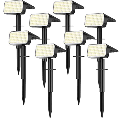 LANSOW Solar Spot Lights Outdoor Waterproof IP67, (8 Pack/90 LED/4 Modes) Solar Landscape Spotlights, 2-in-1 Solar Powered Flood Lights for Yard Garden Pathway Outside Tree, Auto ON/Off(Cool White) - Image 1