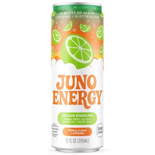 JUNO ENERGY Limeade Sparkling Energy Drink - Sugar Free Electrolytes, Energizing and Hydrating with 125mg Organic Caffeine from Green Coffee Beans, Stevia, Lime Juice & Electrolytes - Vegan, Gluten Free, 12 Pack - Thumbnail 4