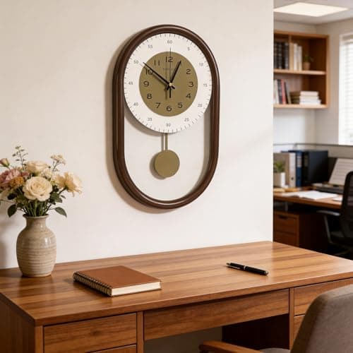DORBOKER Pendulum Wall Clock - Modern Minimalist Metal Wall Clock for Living Room Décor - Silent Battery Operated Decorative Kitchen Wall Clock (Gray) - Thumbnail 3
