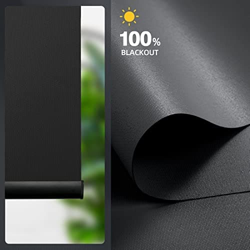 ZSTARR Motorized Smart Blind for Window with Remote Control, Automatic Blackout Roller Shade Customizable Size,with Valance Child Safety Rechargeable Battery Blinds (Full Blackout Black) - Thumbnail 4