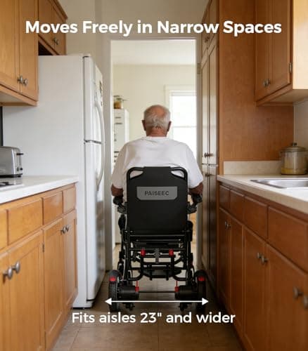 Paiseec Electric Wheelchair Lightweight Foldable, Only 32 lbs, Power Wheelchair for Adults/Seniors, Compact Motorized Wheelchair with Travel Bag, Airline Approved, Up to 11 Miles - Thumbnail 4