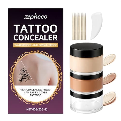 Full Coverage Tattoo Cover Up Cream – Waterproof, Sweatproof Body Concealer for Scars, Birthmarks and Dark Spots – Blendable Dual Shades (Ivory & Medium Deep)
