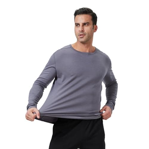 Outdoor Men's Merino Wool Quick-Drying Hiking Warm Long-Sleeved Underwear Sports Ski Base Top 300g Grey XL - Thumbnail 5