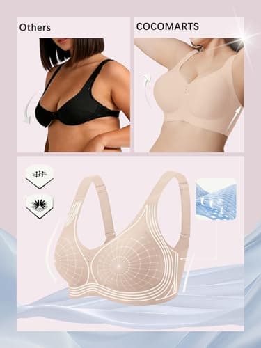 COCOMARTS Jelly Bras for Women No Underwire Full Coverage Push Up Seamless Bralettes Comfortable Supportive Tshirt Bra Nude Small - Thumbnail 4