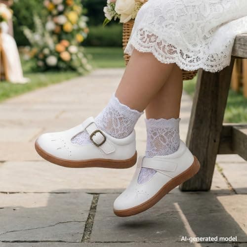 WIDE TOE BOX Toddler Little Girls Mary Jane Ballerina Flats Shoes Slip-on School Party Dress Shoes Uniform Shoes for School White Infant 4 - Thumbnail 3