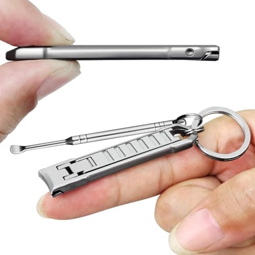 VOGARB Portable Keychain Nail Clippers for Fingernail and Toenails, UItra Thin Slim Stainless Steel Sharp Wide Jaw Folding Nail Trimmers for Men, Women, Adults