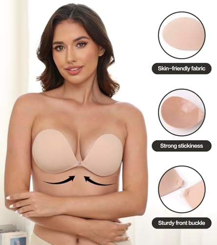 MITALOO Adhesive Bra Invisible Strapless Backless Bra Sticky Push up Silicone Bra for Women - Thumbnail 3