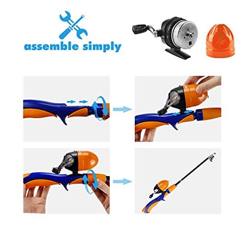 Urban Deco Kids Fishing Pole, Portable Telescopic Rod and Reel Combos Kids Fishing Rod Kit with Tackle Box for Boys,Girls,Youth,Beginner, Starter - Orange - Thumbnail 5