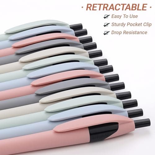 Pens Bulk, 60 Pack Morandi Ballpoint Pens Black Ink 1.0mm, No Bleed No Skip Smooth Writing, Gripped Slimster Series Click Pens with Soft Grip for Teachers, Students, Servers, School & Office Gifting - Thumbnail 4