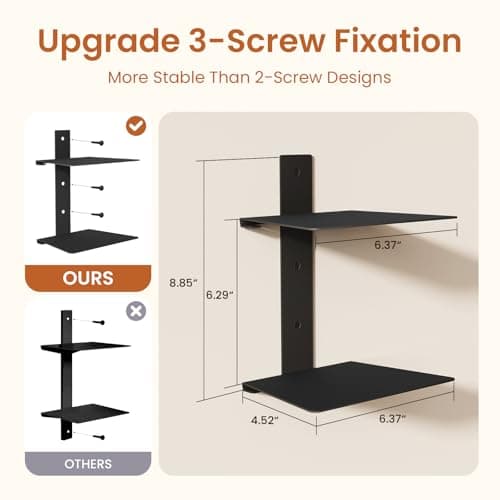 Wawocs Invisible Bookshelf for Wall, 4 Tier Floating Bookshelf Made of Heavy Duty Metal, Vertical Spine Book Tower Hanging Wall Bookshelf, Floating Book Shelves for Wall, 2 Pack Black - Thumbnail 3