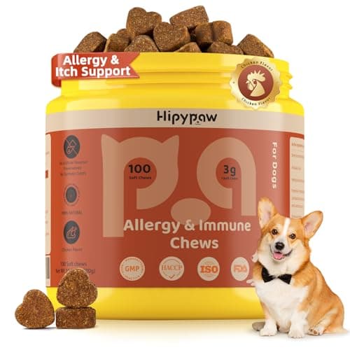 Hipypaw Dog Allergy Relief Chews - Dogs Chew for Itching Relief and Skin Allergy- Soft Probiotics Chew for Dogs Digestive Health Gut Health & Immune System-Skin and Coat Health-100ct - Image 1